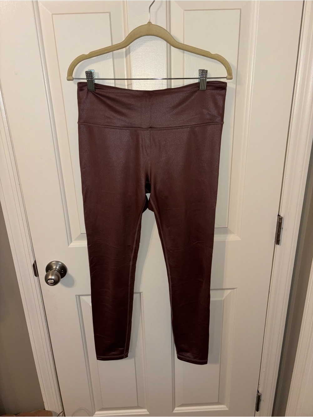 Athleta Faux Leather High-Rise Leggings in Burgundy - M